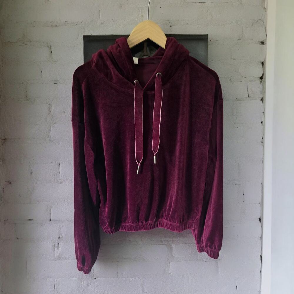 Anthropologie Velour Plum Hoodie - New - Size Medium - Picture 4 of 4